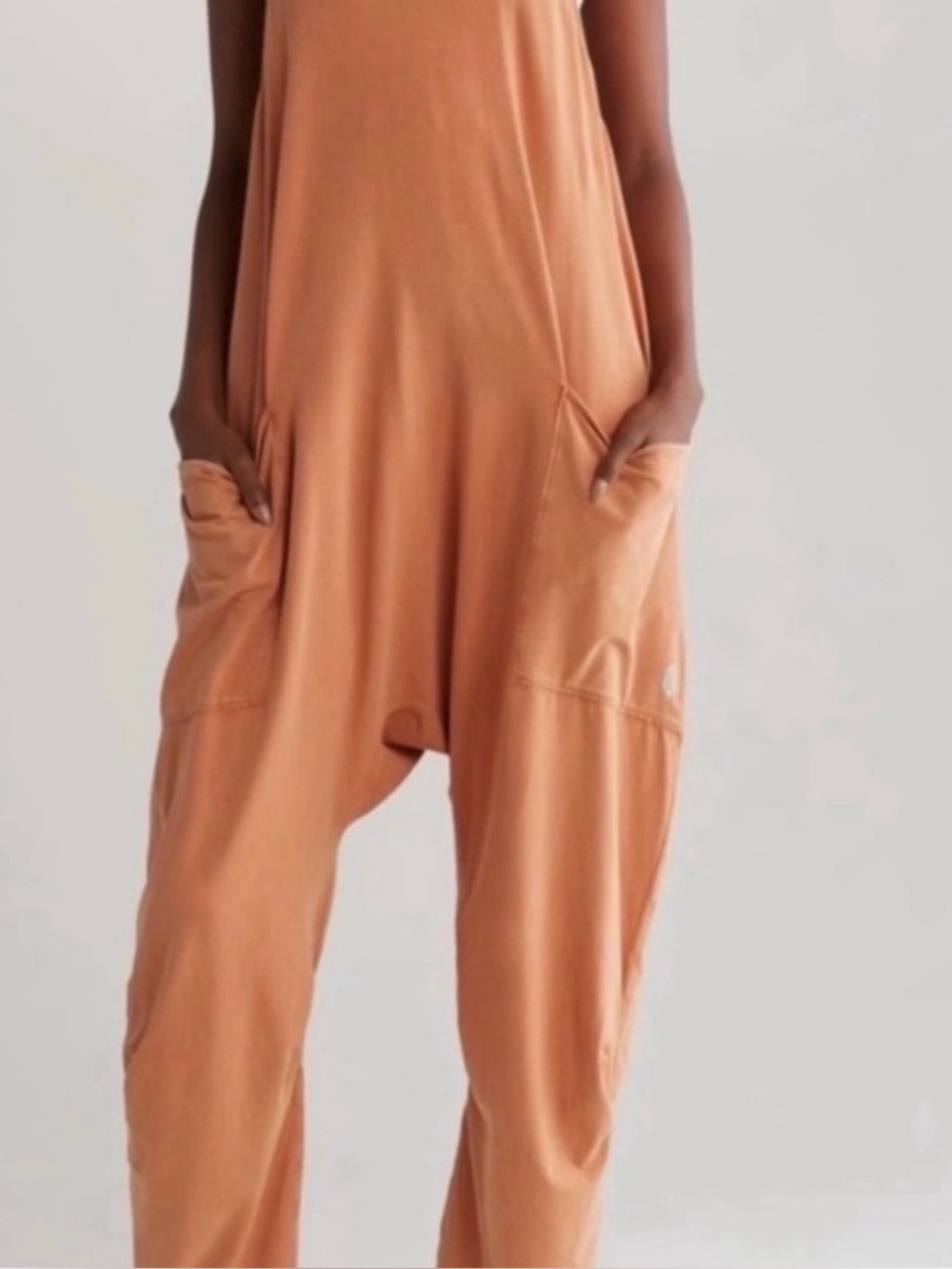 Free People Movement S-XS Hotshot Onesie Toasted Coconut Relaxed Tank Jumpsuit